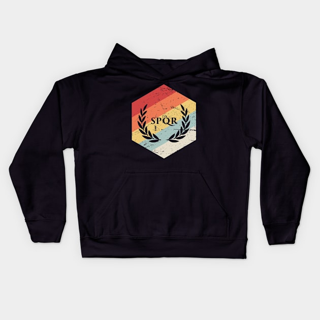 Retro Roman Empire SPQR Icon Kids Hoodie by Wizardmode